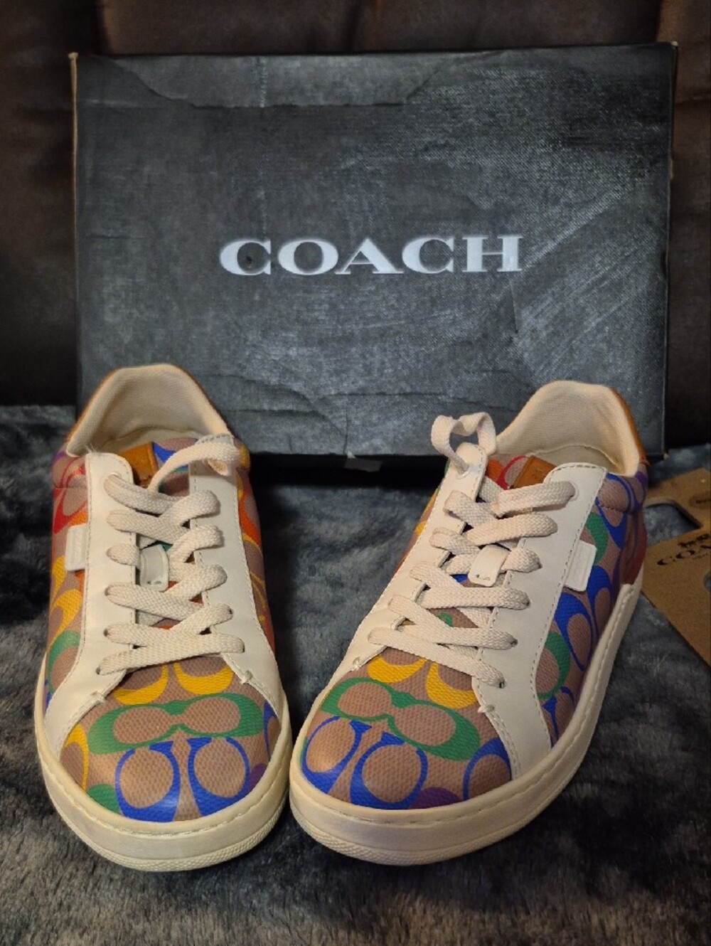 Coach Rainbow Signature Low-Top Sneakers - White Multi - Picture 6 of 7